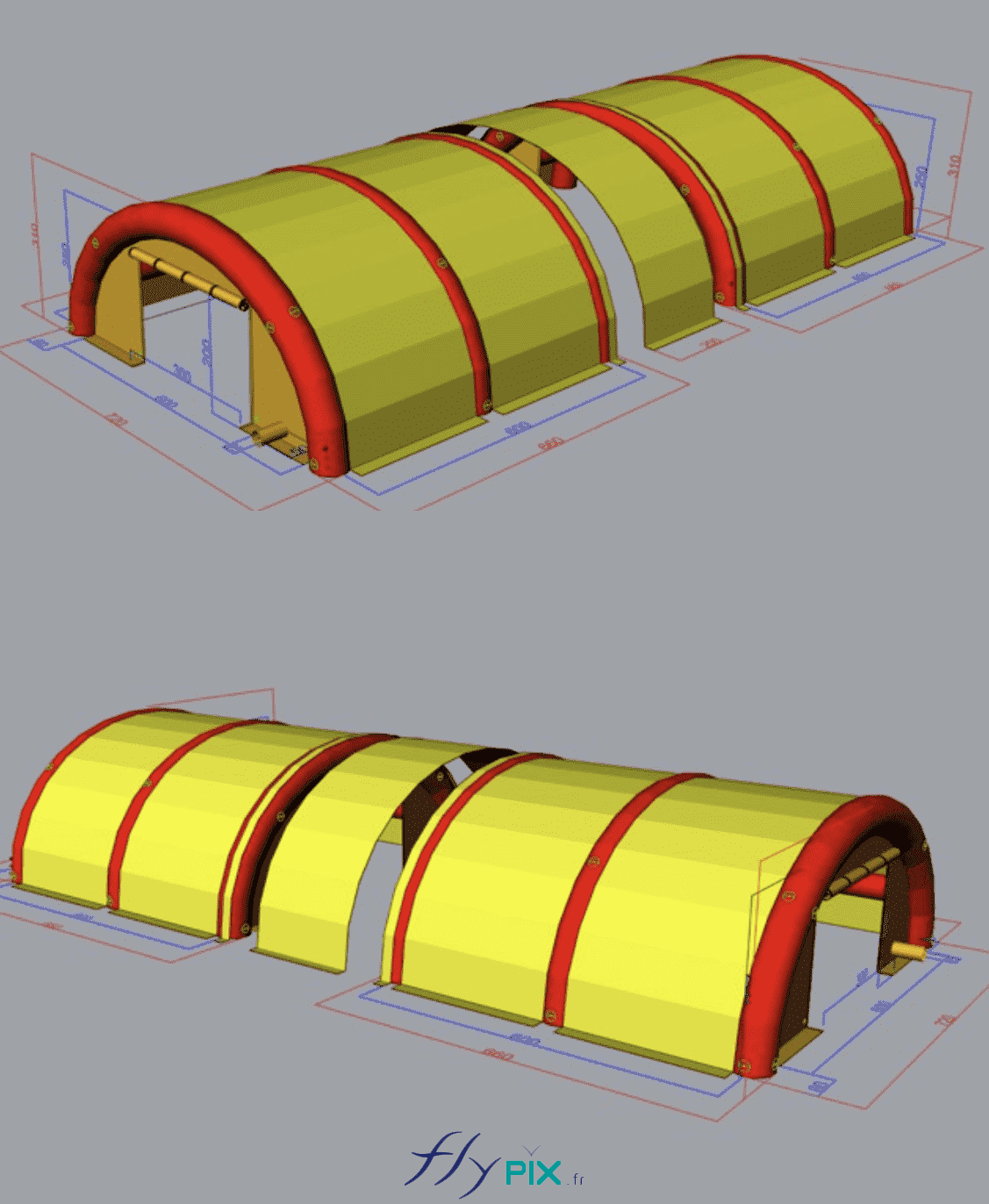 BAT Modelisation 3D Tente gonflable air captif chantier piscine PVC CSR TAJ SARL BLUEWIN Suisse 17