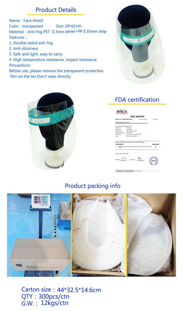 casque protection plastique PVC transparent lutte coronavirus