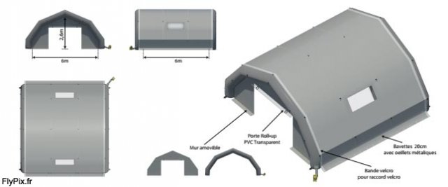 Exemple de BAT pour un dôme gonflable abri de piscine.