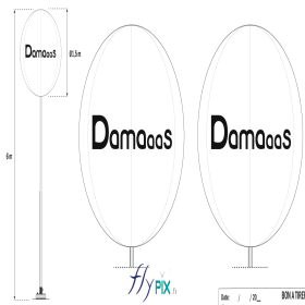Damaaas : un ballon sur mat imprimé et personnalisé éclairant, sphère D = 1,5 m, mat hauteur télescopique 6 m