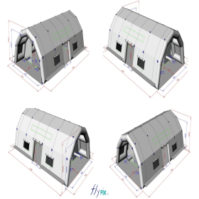 Centre Hospitalier SAMU d'Evreux :  1 tente PMA air captif L = 12 m x l = 6 m x H = 2.75 m, enveloppe PVC 0,6 mm simple peau, bâche au sol