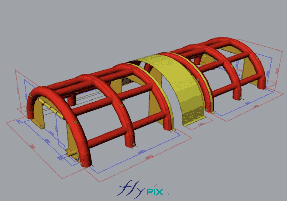BAT Modelisation 3D Tente gonflable air captif chantier piscine PVC CSR TAJ SARL BLUEWIN Suisse 18