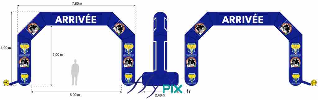 BAT bon a tirer arche gonflable 6 x 4 m ventilé par une turbine en permanence, avec des marquages amovibles fixations velcro : Cacomiaf-MPS-LTD-AFRICAINE-DE-DISTRIBUTION