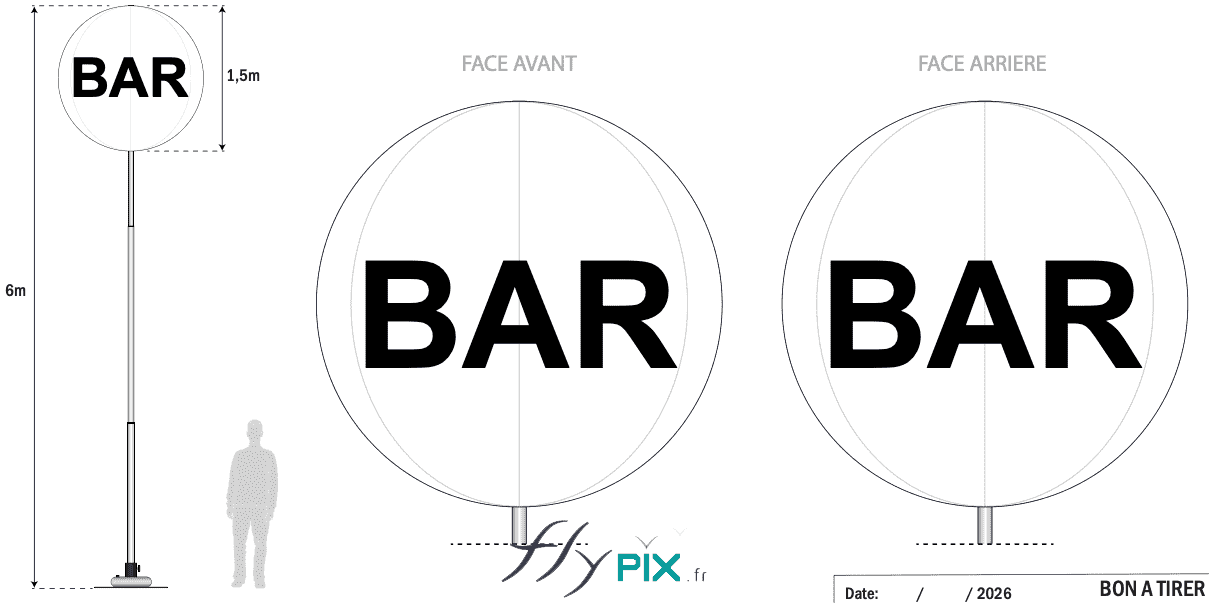 FLYPIX BAT ballon sur mat imprime personnalise air captif
