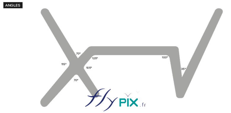 FLYPIX Boudin air captif forme sur mesure PVC 0.60mm simple peau GALERIE CREVE COEUR Paris : valeurs des différents angles du boudin.