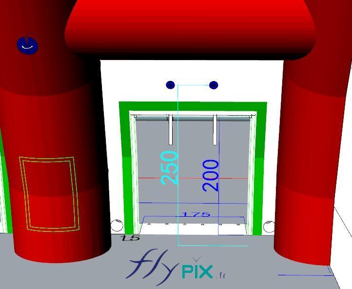 FLYPIX Etude modelisation 3D infographie conception tente reception public air captif tunnel pompe regulateur pression enveloppe PVC 06mm simple peau UNION BORDEAUX BELGES 6
