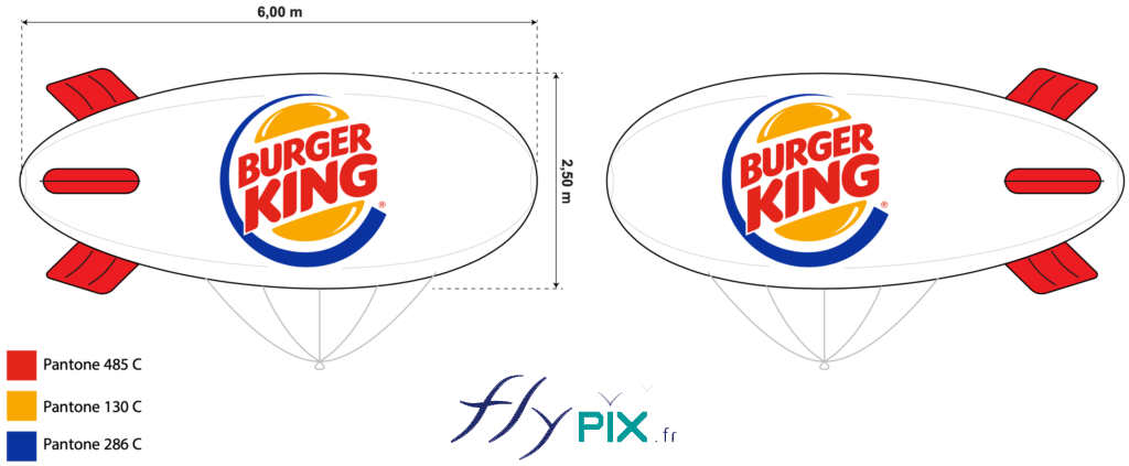 BAT (bon à tirer) du dirigeable zeppelin imprimé à hélium : BURGER KING