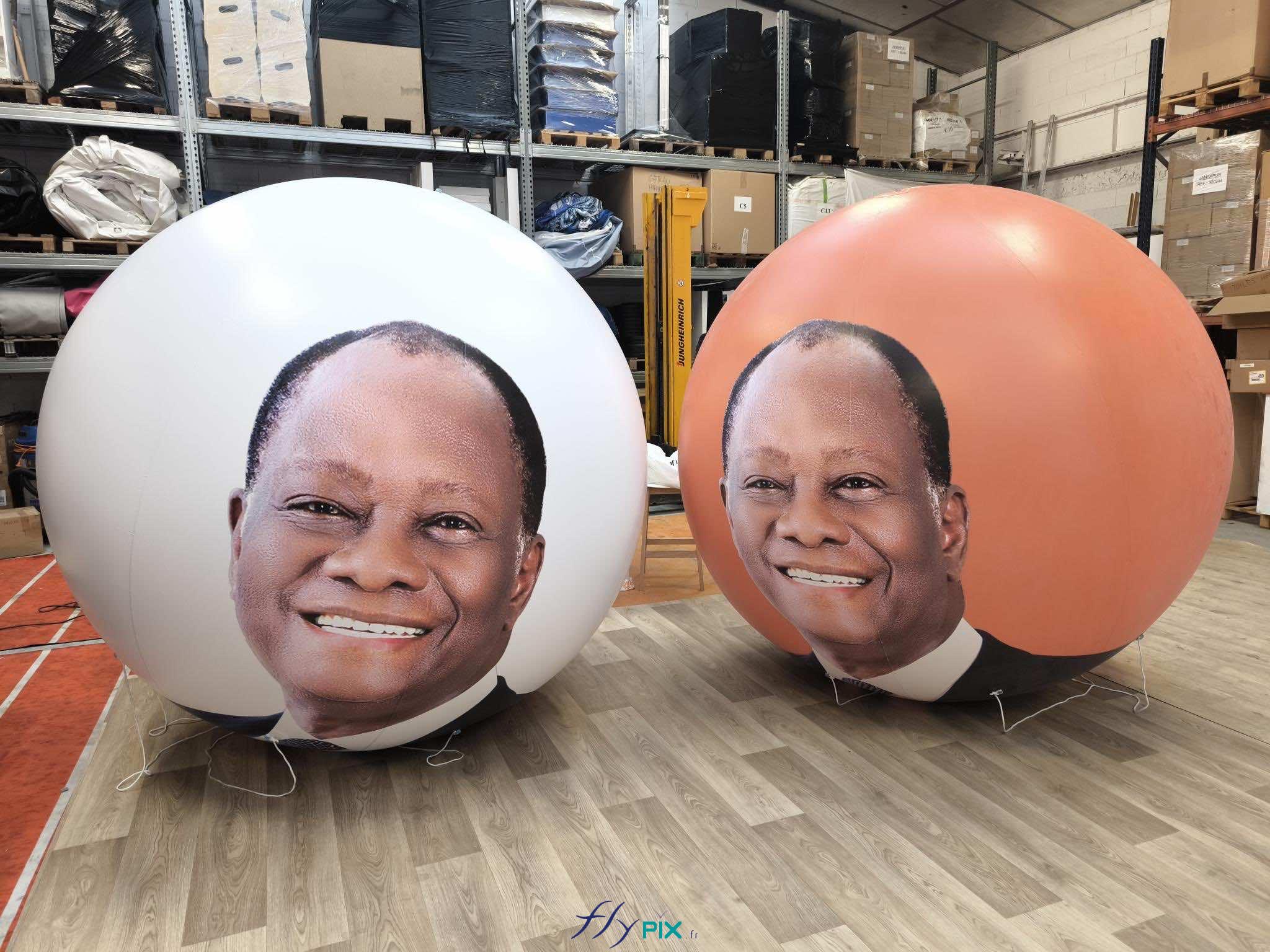 FLYPIX ballon publicitaire spherique helium air captif enveloppe PVC 018 mm simple peau impression total covering full print ELECTION ADO COTE IVOIRE 10