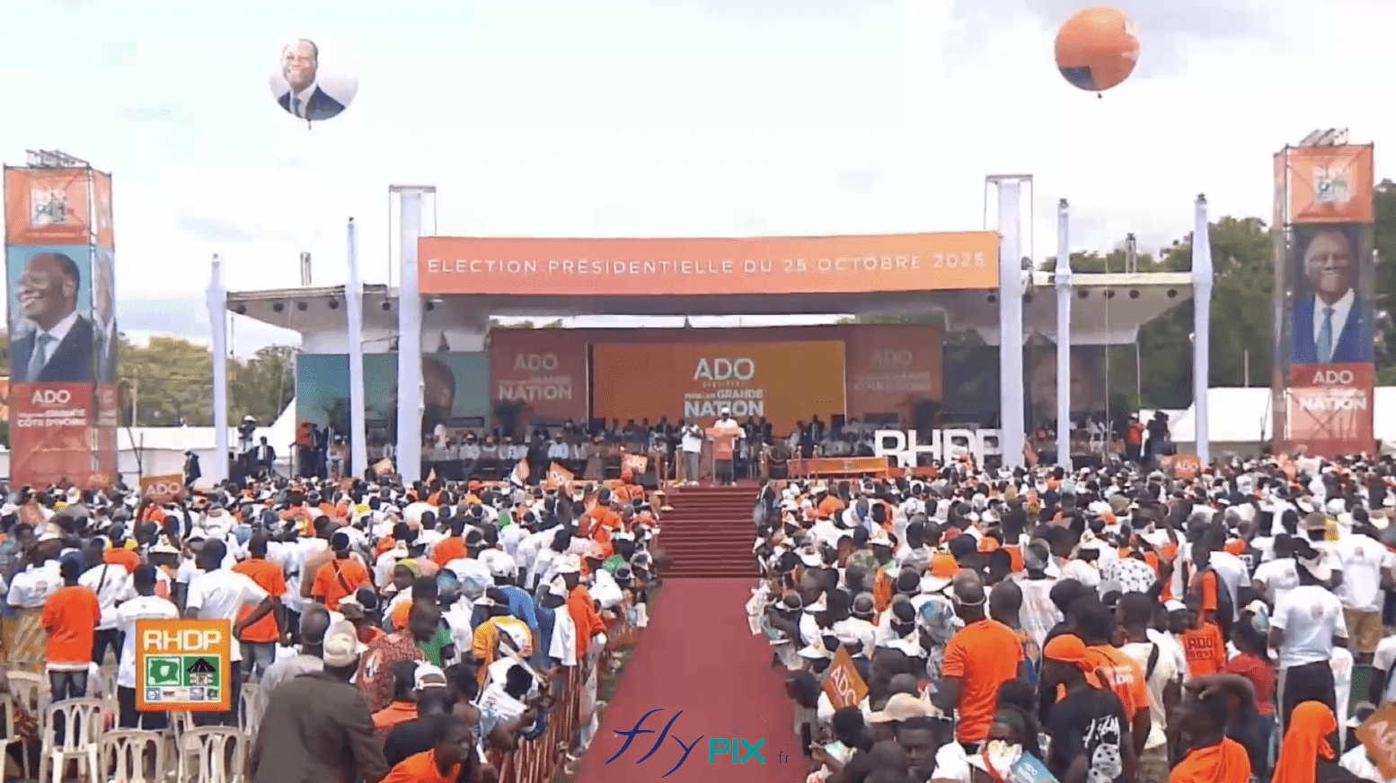 FLYPIX ballon publicitaire spherique helium air captif enveloppe PVC 018 mm simple peau impression total covering full print ELECTION ADO COTE IVOIRE 4