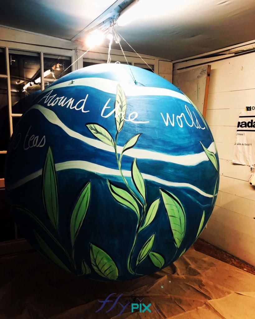 AROUND THE WORLD  : Ballon sphérique PVC 0.18 mm avec marquage en impression totale numérique couleur full print sur tout la surface de l'enveloppe simple peau