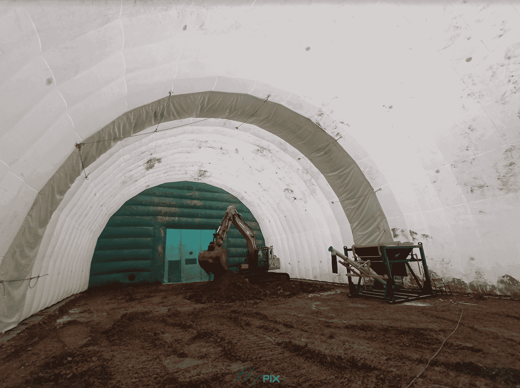FLYPIX depollution sol excavation sol hangar gonflable grande surface grande taille abri gonflable tente gonflable tunnel demi lune ventile turbine enveloppe pvc 045mm 17