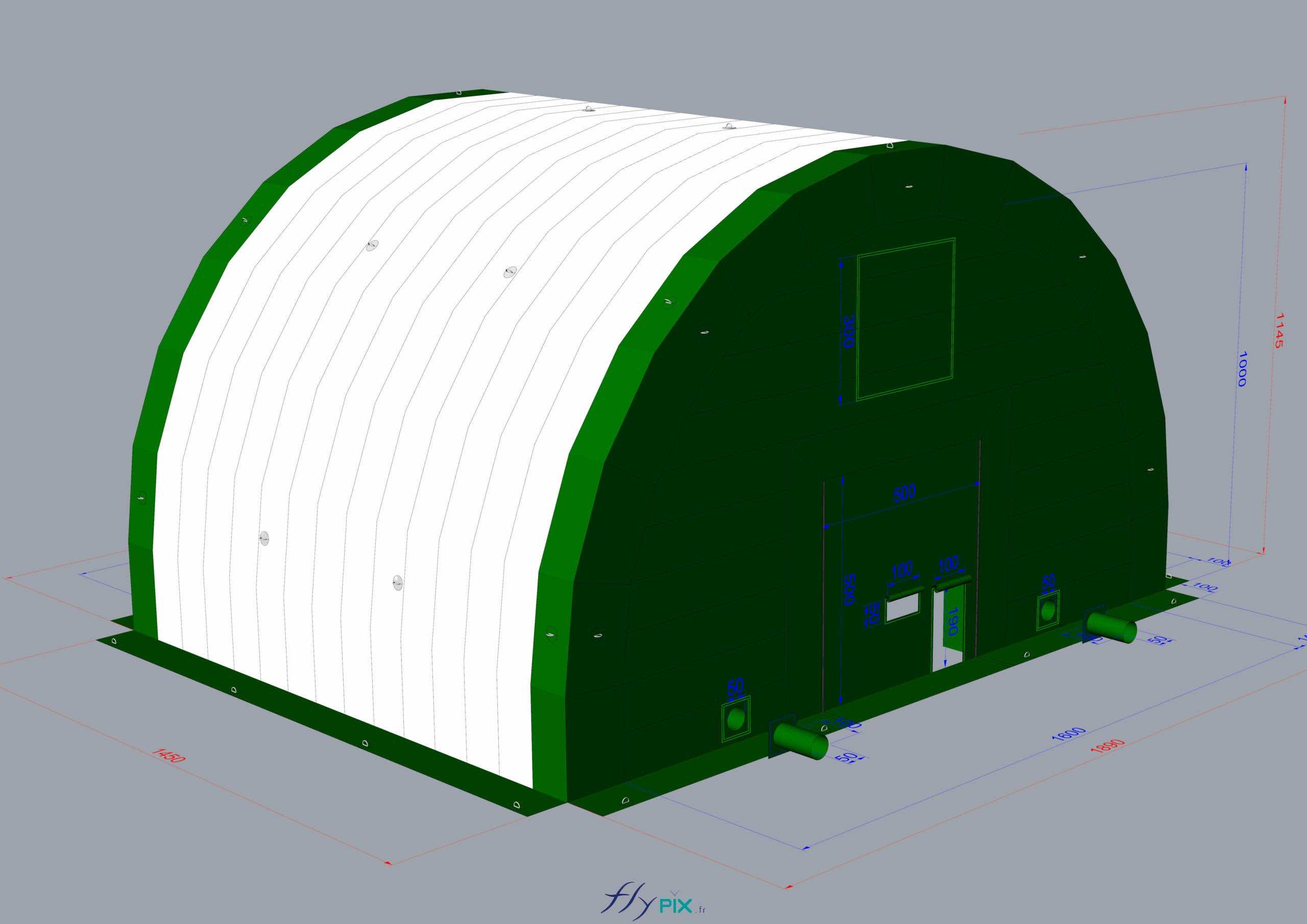 FLYPIX depollution sol excavation sol hangar gonflable grande surface grande taille abri gonflable tente gonflable tunnel demi lune ventile turbine enveloppe pvc 045mm 33