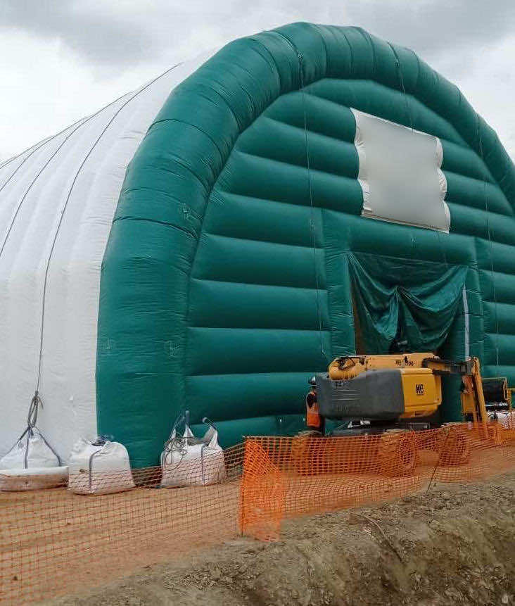 FLYPIX depollution sol excavation sol hangar gonflable grande surface grande taille abri gonflable tente gonflable tunnel demi lune ventile turbine enveloppe pvc 045mm 5