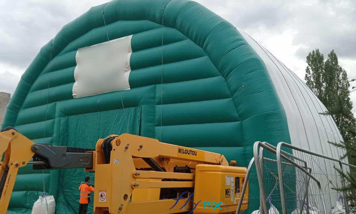 FLYPIX vue exterieure tente gonflable chantier depollution tunnel turbine enveloppe pvc 7