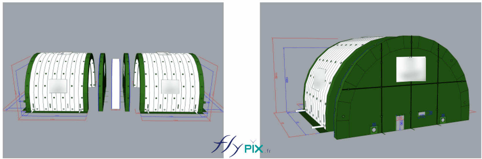 FLYPIX BAT modelisation 3D tente gonflable chantier depollution tunnel turbine enveloppe pvc 1
