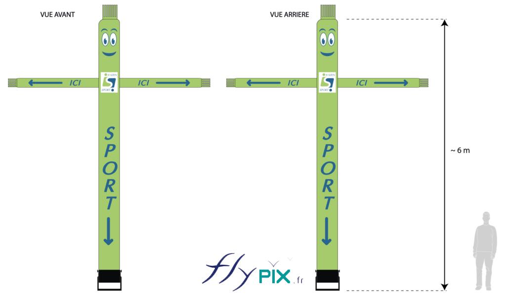 Skydancer H = 6m imprime eclairant full print SPORT MANAGMENT SYSTEM