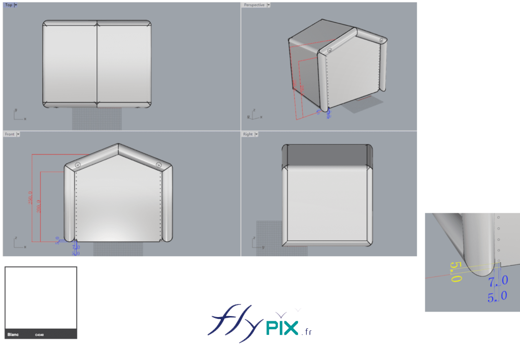 BAT tente gonflable CEESAR, air captif, enveloppe PVC 0.6 mm simple peau, dimensions 2.5 x 2.5 x 2.5 m