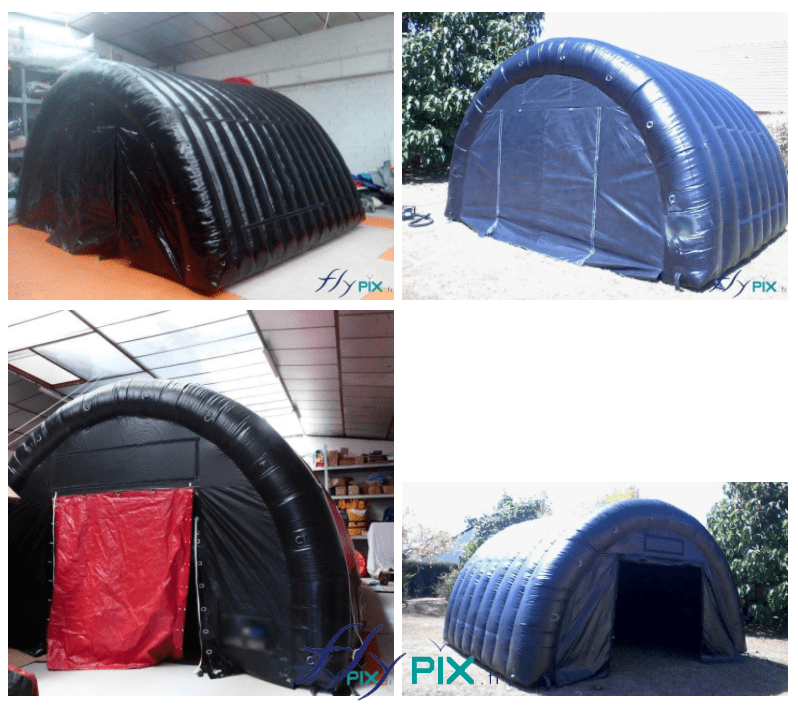 Tentes et abris gonflables de stockage de matériel, déploiement longue durée, enveloppe PVC 0.6 mm double peau, air captif