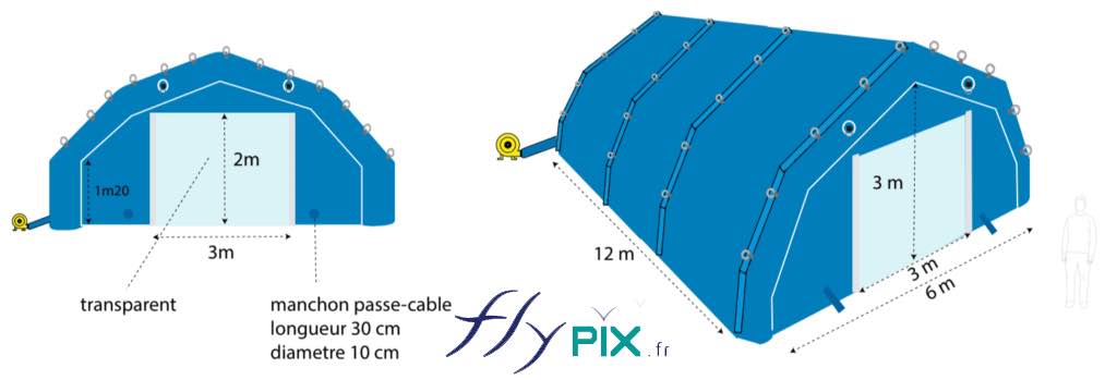 BAT (bon à tirer) de l'abri gonflable de chantier piscine, fabriqué pour la société VAL D'AMOUR PISCINE