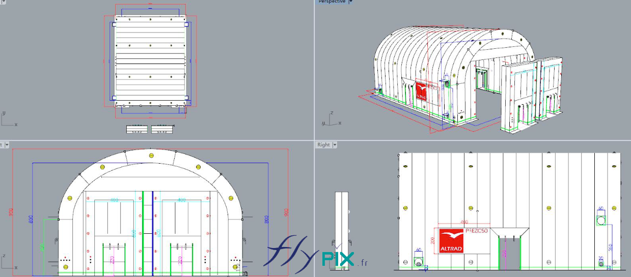 Modelisation 3D tente abri hangar industriel air captif PVC 06mm double peau capitonnee ALTRAD 11