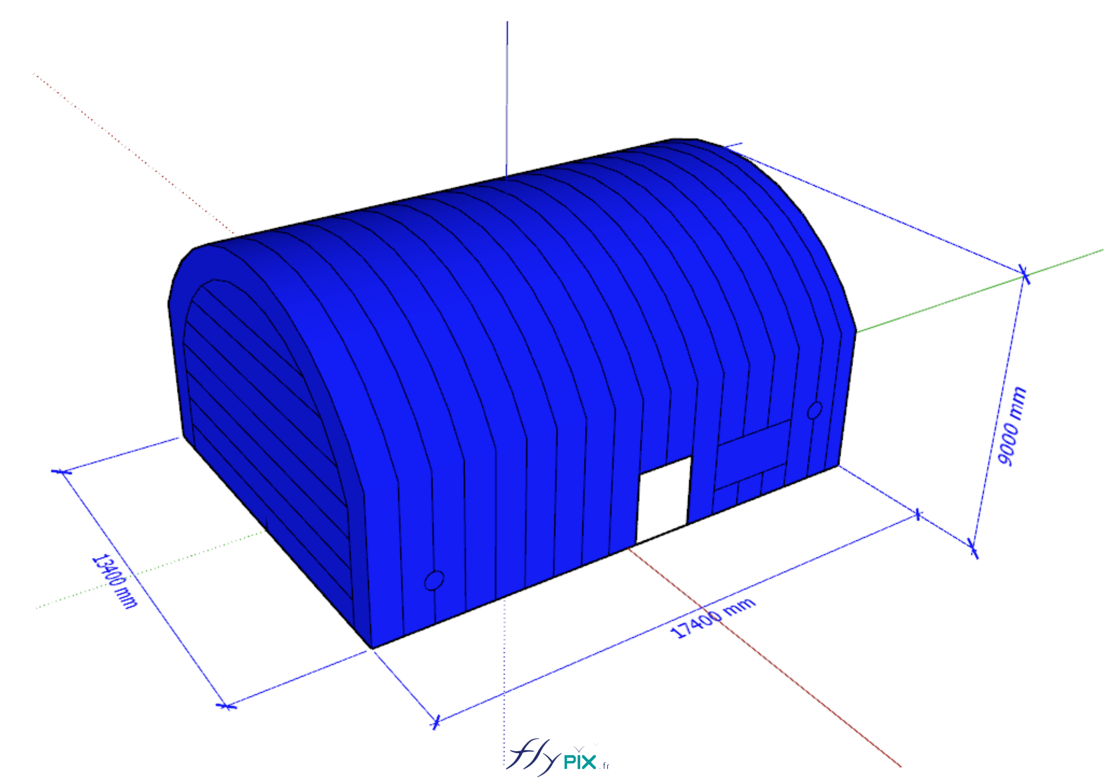 Modelisation 3D tente abri hangar industriel air captif PVC 06mm double peau capitonnee ALTRAD 3