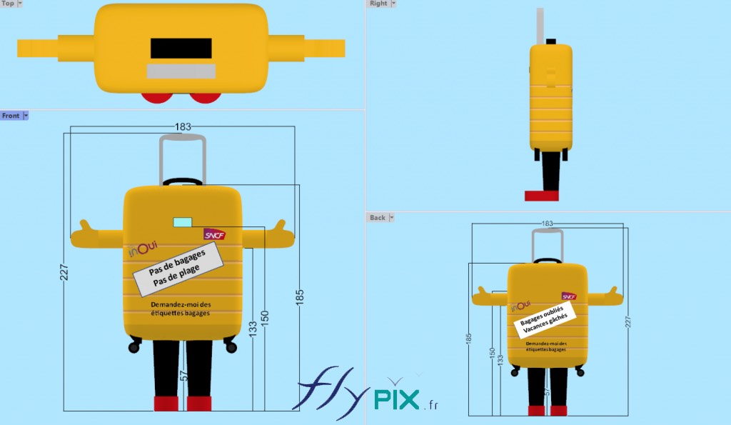 Vues 3D du walker gonflable du BAT pour la SNCF.