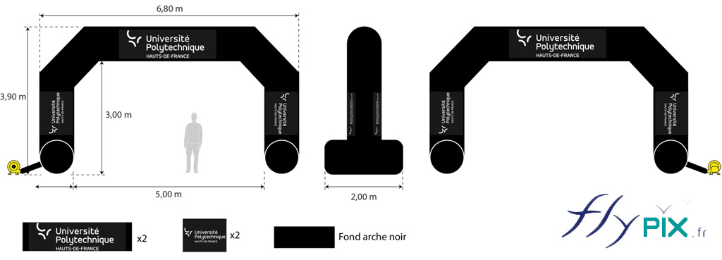 Arche gonflable 5x3 m avec marquages amovibles