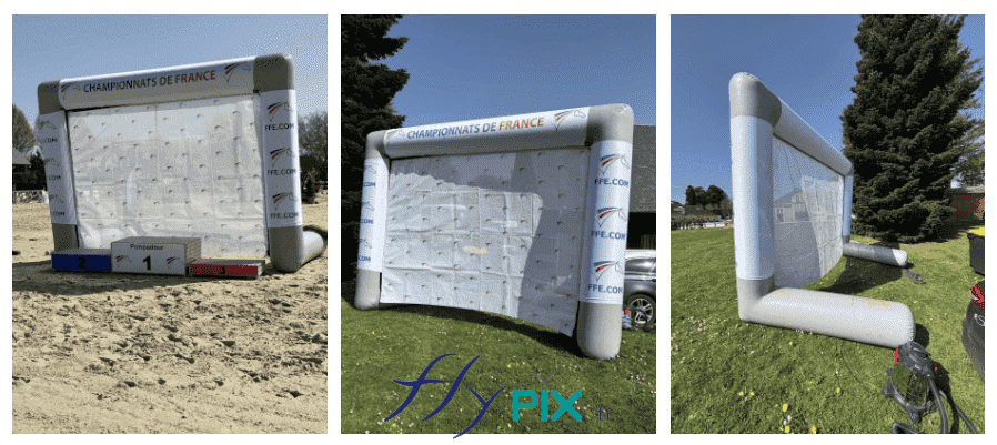 arche gonflable air captif FFE Competition enveloppe pvc avec banderoles marquages amovibles