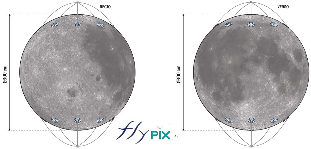 Ballon sphérique imprimé et éclairant: la Lune