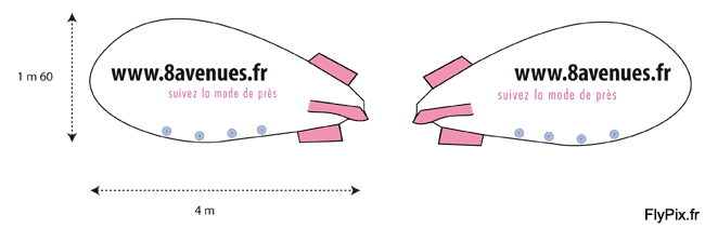 Simulation de la représentation d'un ballon publicitaire en forme de dirigeable