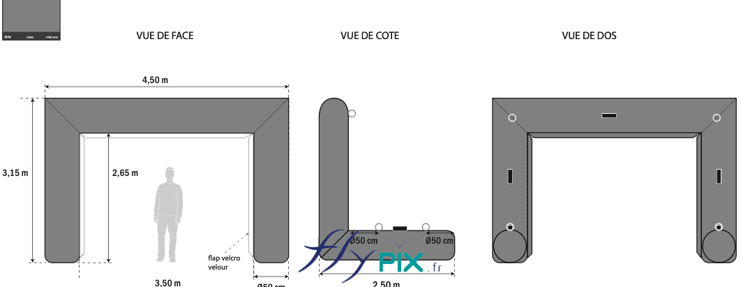 bat arche gonflable air captif podium enveloppe pvc FFE Competition
