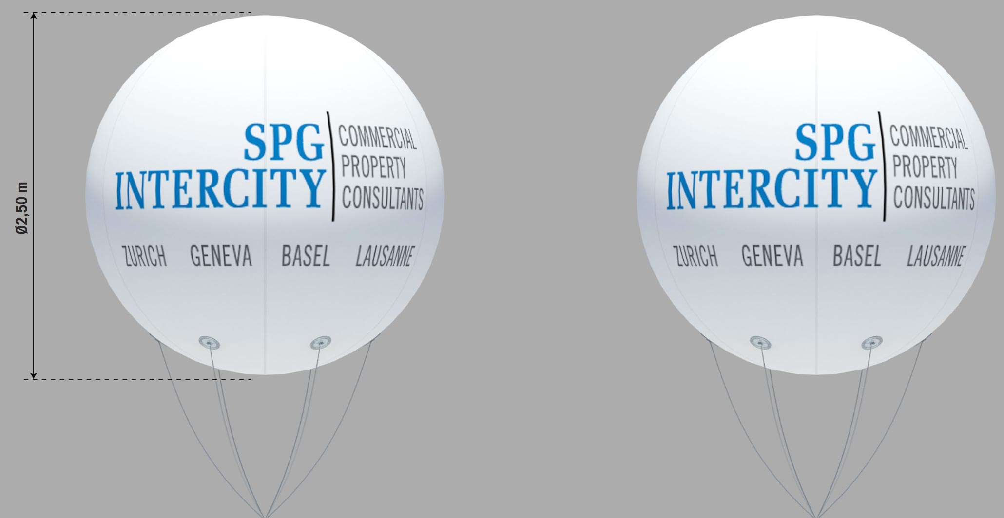 BAT ballon publicitaire sphérique D = 2.5 m pour SPG Intercity