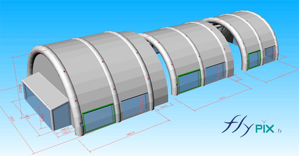 BAT des 4 modules de tentes gonflables réalisés pour le Camping Les Cercelles.