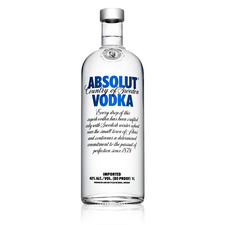 Modèle de bouteille de la marque Absolut Vodka, ayant servi de modèle au ballon publicitaire de forme personnalisée.