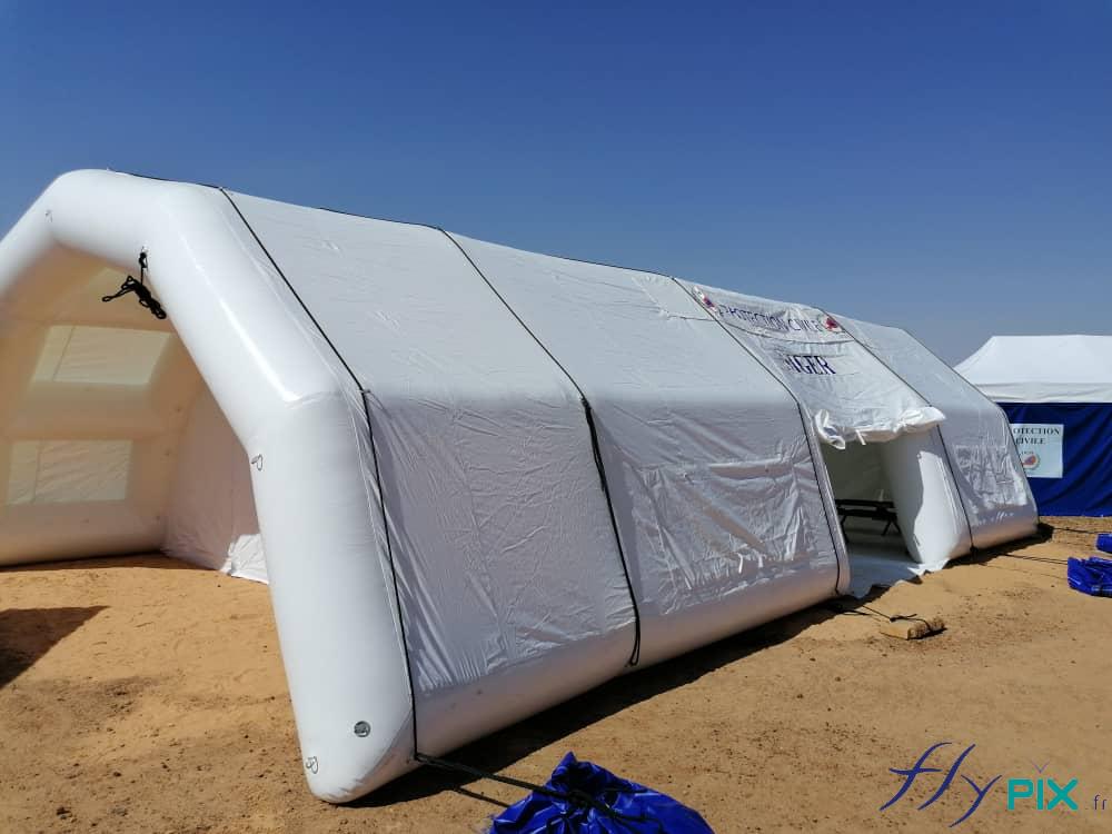 Tente PMA (Poste Médical Avancé) de grande taille et air captif en PVC 0.6 mm, de dimensions 10x6 m
