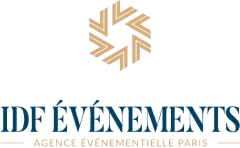 Logo de la société IDF EVENEMENTS : 1 skydancer imprimé H = 6 m bonhomme.