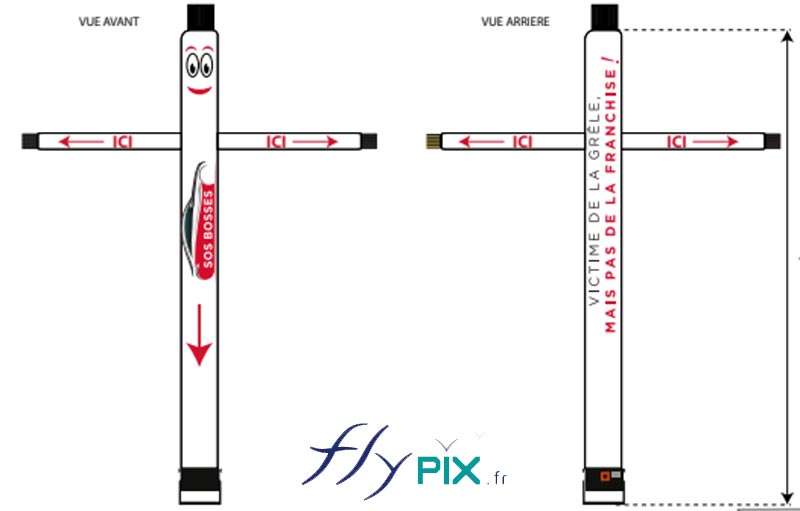 Skydancer H = 6 m tubulaire en totale impression.